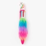 Rainbow Fur 6-in-1 Unicorn Ballpoint Pen for Kids, Colorful Retractable Pen for School - Image 2