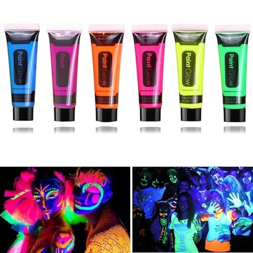 Glow in the Dark Face & Body Paint, Neon Fluorescent Makeup for Parties & Festivals