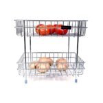Dignity 2 Layer SS Trolley with Wheels | Stainless Steel Kitchen Rack for Fruits & Veggies