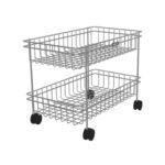 Dignity 2 Layer SS Trolley with Wheels | Stainless Steel Kitchen Rack for Fruits & Veggies - Image 3