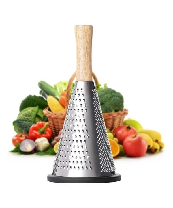 Cone Grater for Cheese & Ginger | Stainless Steel Kitchen Zester with Wooden Handle