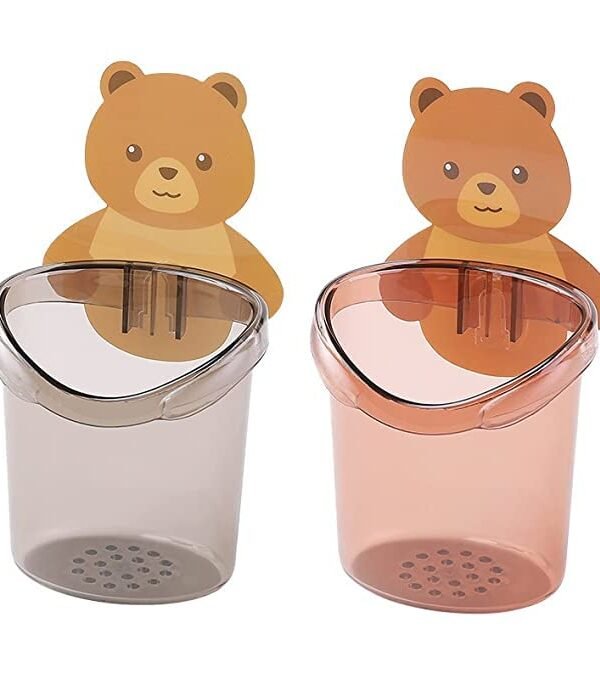 Teddy Bear Toothbrush Holder - No-Drill Wall Mount, Multipurpose & Big Size | Single Piece