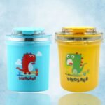Dinosaur Print Stainless Steel Soup Mug & Sipper, Thermal Insulated Vacuum Mug