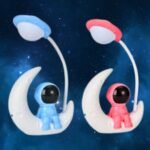 Astronaut Moon LED Lamp - Adjustable USB Desk Light for Kids' Study Room
