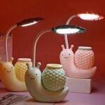 Cute Snail LED Table Lamp with Pen Holder | USB Rechargeable Night Lamp - Image 3