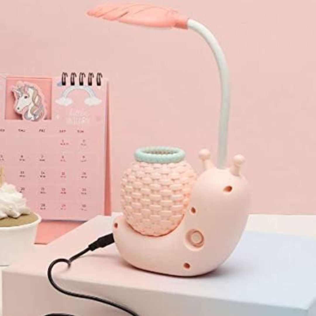 MS766 (3) Cute Snail LED Table Lamp with Pen Holder | USB Rechargeable Night Lamp - Image 2