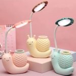 Cute Snail LED Table Lamp with Pen Holder | USB Rechargeable Night Lamp - Image 4