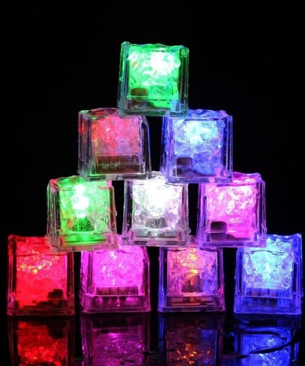 LED Ice Cubes - Multicolor Glow in Dark, Waterproof, Reusable for Drinks & Parties
