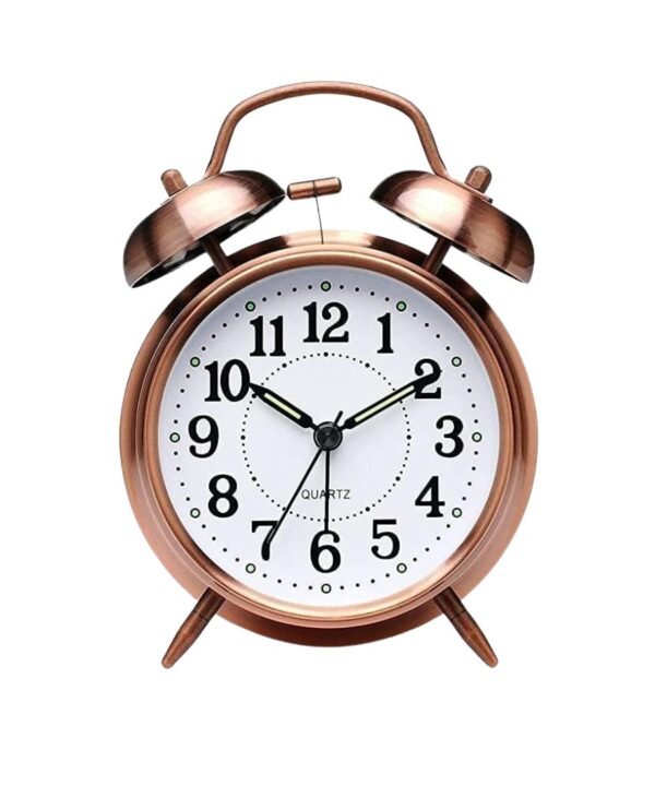Retro Table Clock, Vintage Twin Bell Analog Alarm Clock for Bedroom