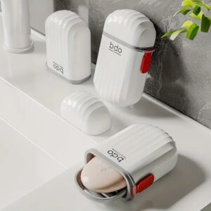 Compact travel-friendly soap dish with drainage tray