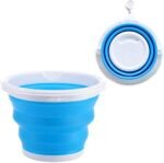 Space-saving collapsible bucket with foldable handle