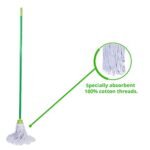 Durable Round Mop with Absorbent Cotton Head | Plastic Handle | Heat Resistant & Replaceable