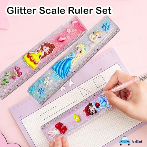 MS709 (4) Glittering Scale Ruler Set - Cute Kawaii Glitter Scale for School Stationery | Single Piece with Random colour - Image 4