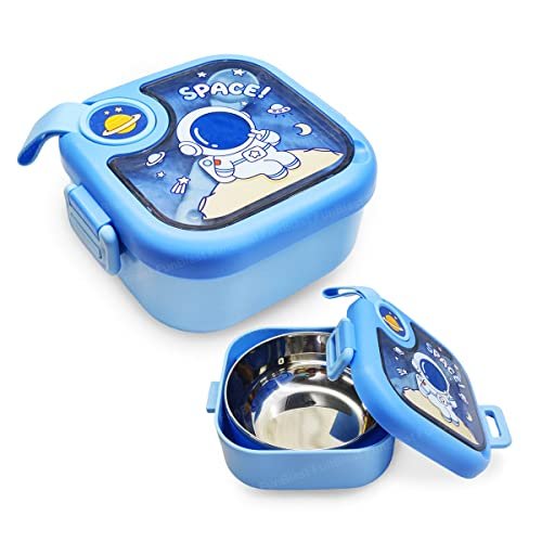 Space Theme Stainless Steel Lunch Box for Kids, Astronaut Design Tiffin Box with Spoon
