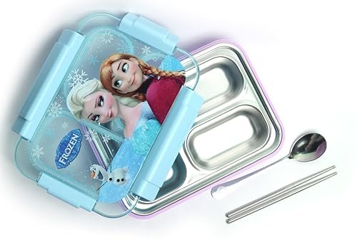 Frozen Print Stainless Steel Lunch Box - Leak-Proof Kids Tiffin with Spoon