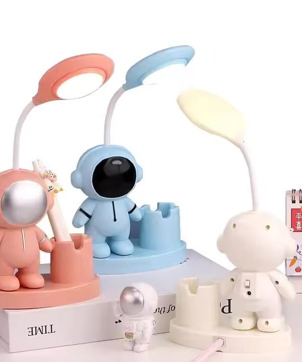 Astronaut LED Desk Lamp - Dimmable Light, Plastic Space-Themed Night Light