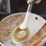 Coconut Palm Brush with Handle & Hanging Rope, Multipurpose Cleaning Brush for Kitchen - Image 4