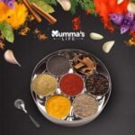 7-Compartment Stainless Steel Masala Box - Ring-Shaped Spice Organizer with Spoon