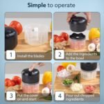 Elite Mini Electric Chopper, 250ml, Rechargeable, Stainless Steel Blades for Veggies & Meat - Image 6