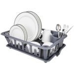 Polypropylene Dish Rack with Drain Tray, Kitchen Utensils Organizer