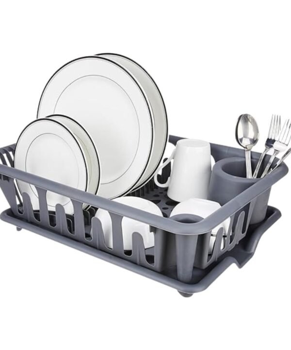 Polypropylene Dish Rack with Drain Tray, Kitchen Utensils Organizer