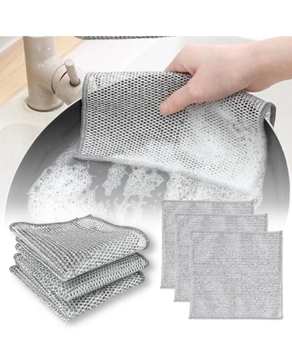 Non-Scratch Wire Dish Wash Cloth - Heavy Duty Kitchen Scrubber