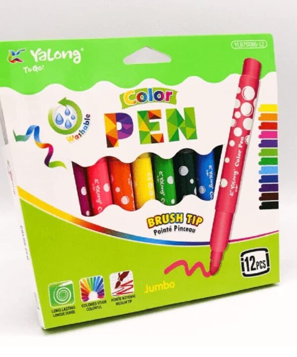 Washable Non-Toxic Colour Pens Set of 12 - Sketching, Painting & Calligraphy Pens