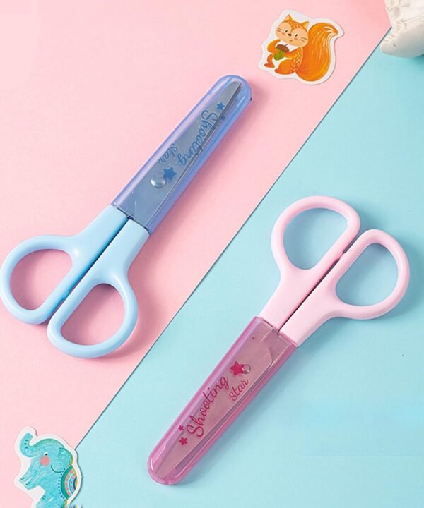 Kids Craft Scissor with Blunt Tip & Safety Cover - Blue, Universal Scissors for DIY Cutting