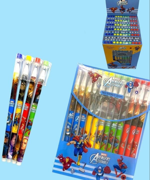 Superhero Erasable Gel Pen Set 0.5mm Blue Ink with Magic Eraser for Kids