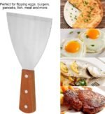 Stainless Steel Slotted Spatula with Wooden Handle | Turner for Cooking & BBQ
