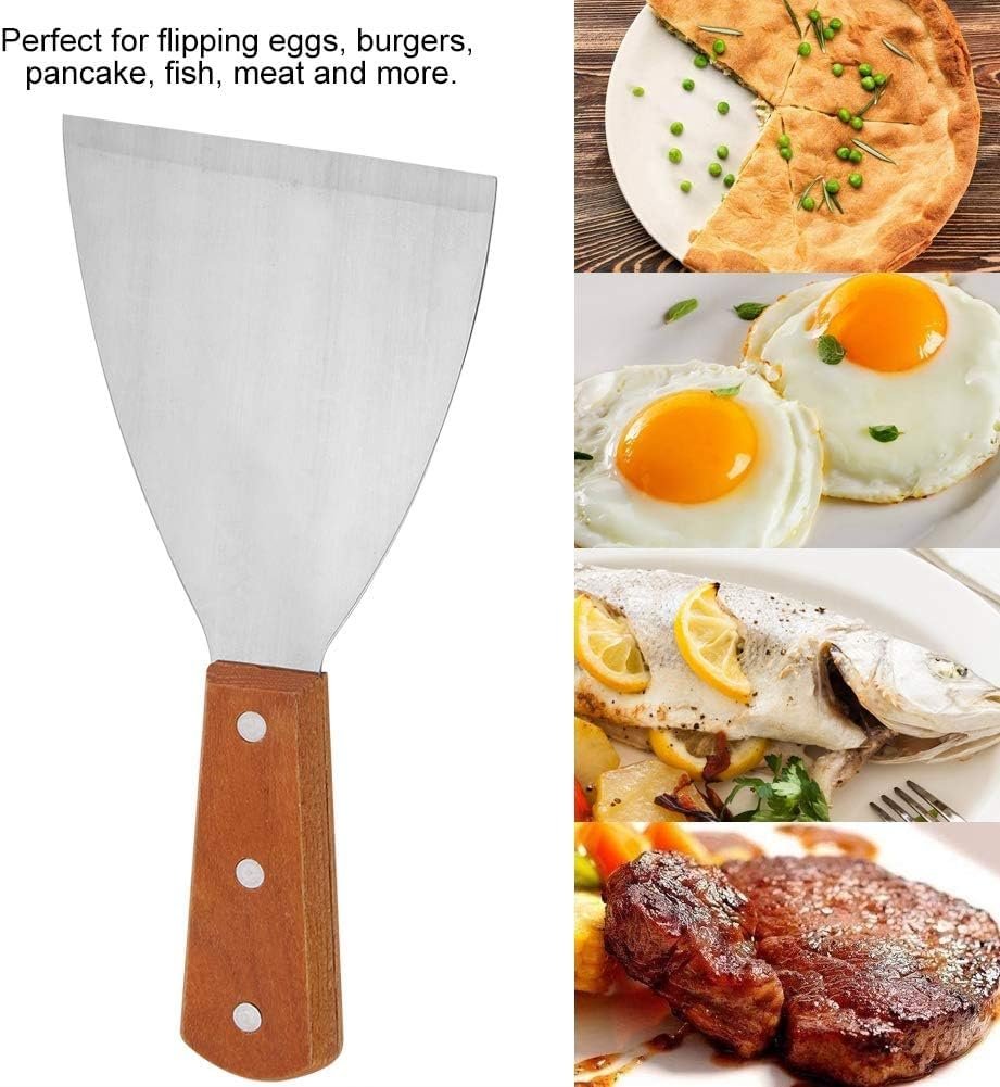 Version 1.0.0 Stainless Steel Slotted Spatula with Wooden Handle | Turner for Cooking & BBQ - Image 1