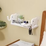 Elephant Wall Mounted Floating Shelf | Adhesive Bathroom Storage Organizer Rack - No Drill - Image 4