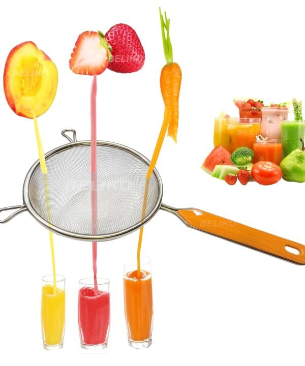 Stainless Steel Fine Mesh Strainer with Handle for Juice, Tea, Soup & Liquid Filtering