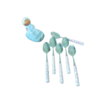 Pink Rose Ceramic Handle Cutlery Set - 6PC Stainless Steel Spoon