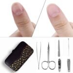Manicure Set 6-Piece Grooming Kit with Nail Clippers & Scissors in PU Leather Box - Image 3
