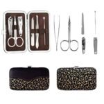 Manicure Set 6-Piece Grooming Kit with Nail Clippers & Scissors in PU Leather Box