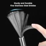 Steel Scrubber Brush with Handle | Kitchen Pan & Pot Cleaning Brush | Dish Scrub Tool - Image 6