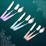 Stainless Steel Travel Cutlery Set - Ceramic Handle Spoon/Fork/Knife