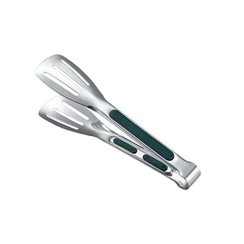 Stainless Steel Salad Tongs - Silicone Handle Kitchen Clip