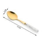 Golden Stainless Steel Spoons - Ceramic Handle Oval-Edge Bouillon Set - Image 2