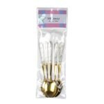 Golden Stainless Steel Spoons - Ceramic Handle Oval-Edge Bouillon Set - Image 5