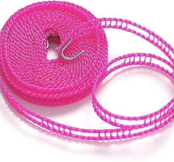 8m Nylon Clothesline Rope - Windproof, Anti-Slip with Hooks