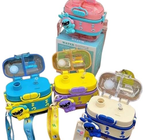 Rock-Themed Kids' Water Bottle - BPA-Free Sippy Cup with Rope & Straw