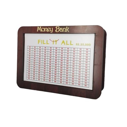 Wooden Money Bank - ₹100,000 Savings Goal Tracker for Kids & Adults