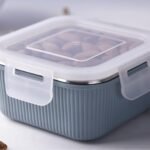 Victor Square 400ml Stainless Steel Lunch Box - Compact Tiffin & Dry Fruit Storage Container
