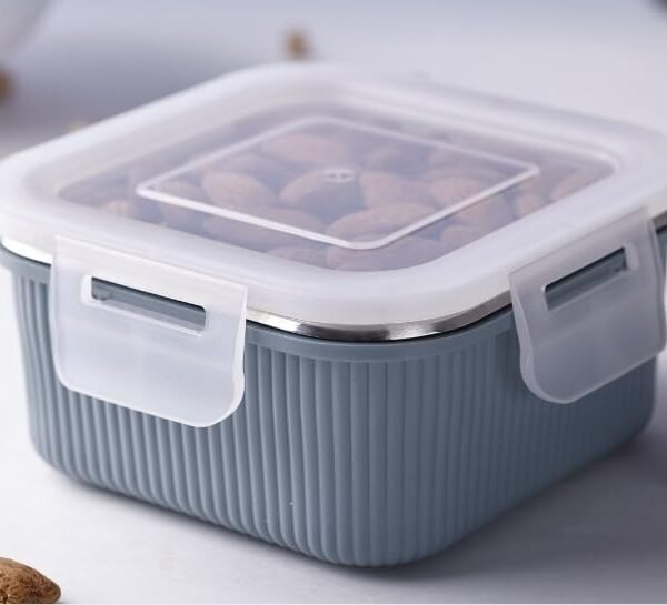 Victor Square 400ml Stainless Steel Lunch Box - Compact Tiffin & Dry Fruit Storage Container