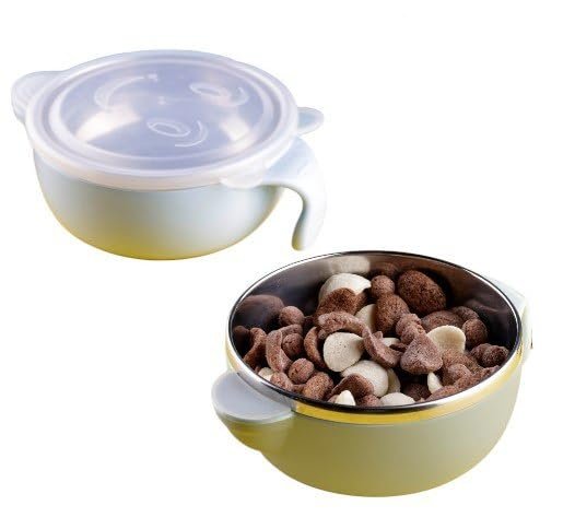 Apex 300ml Baby Steel Bowl | Microwave Safe Bowl with Lid, Stainless Steel