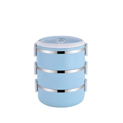 Insulated Stainless Steel Lunch Box, Leak-Proof 3 Layer Food Container for Office & School