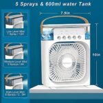 Mini Air Cooler Mist Fan | Portable USB Personal Cooler Humidifier with LED, Timer & 3 Speed Mode - Image 7
