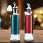 300ml Glass Oil Bottle | Olive Oil Dispenser with Stainless Steel Pourer Spout for Kitchen